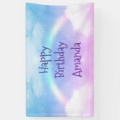 マジカルパステルクラウドアンドアレインボー誕生日 横断幕 (縦)