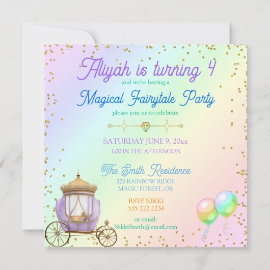 マジカルパステルプリンセスファンタジーレインボーキャッスル 招待状 (裏面)