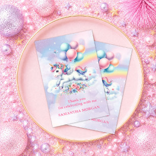 マジカルパステルユニコーンガール誕生日ありがとうカード サンキューカード