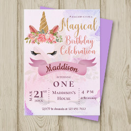 マジカルパステルユニコーンバースデーパーティーの招待