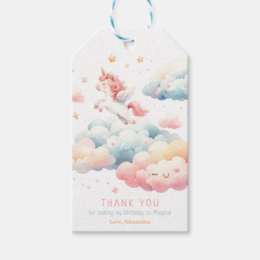 マジカルパステルユニコーンバースデーパーティー ギフトタグ (正面)