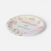 マジカルパステルユニコーンレインボーバースデーパーティー ペーパープレート (アングル)