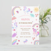 マジカルパステルユニコーンレインボーバースデーパーティー 招待状 (スタンド正面)