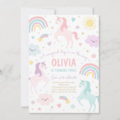 マジカルパステルユニコーンレインボーバースデーパーティー 招待状 (正面)