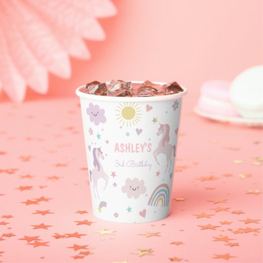 マジカルパステルユニコーンレインボーバースデーパーティー 紙コップ (インサイチュ)