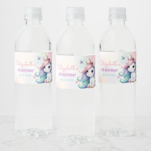マジカルパステルユニコーンレインボー誕生日 ペットボトルラベル (ボトル)