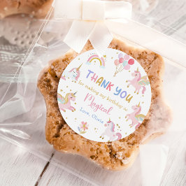 マジカルパステルユニコーン虹色の誕生日パーティー ラウンドシール