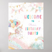 マジカルパステルユニコーン誕生日ウェルカム ポスター (正面)