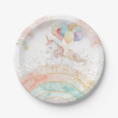 マジカルパステルユニコーン誕生日 ペーパープレート (正面)