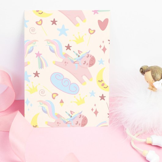 マジカルパステルレインボーキュートユニコーン誕生日 招待状