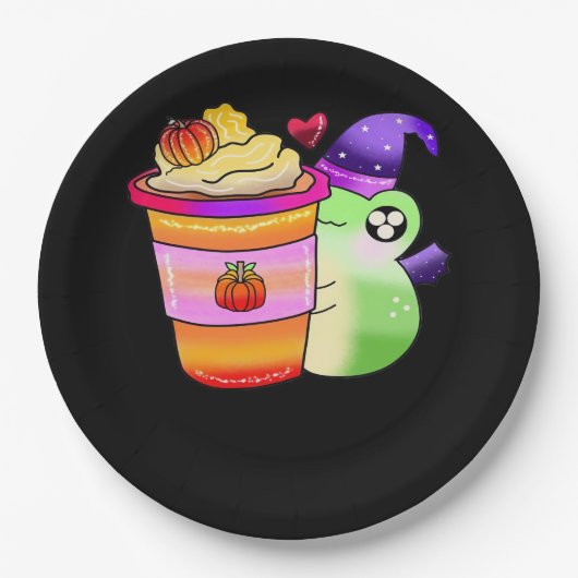 マジカルパンプキンスパイスポーションラテ恋人 ペーパープレート (正面)