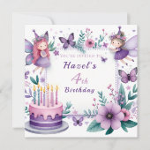 マジカルパープルフェアリー園 – 誕生日 招待状 (正面)