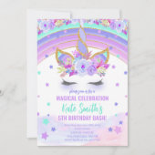 マジカルパープルユニコーン誕生日 招待状 (正面)
