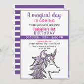 マジカルパープルユニコーン1st誕生日パーティー 招待状 (正面/裏面)