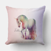 マジカルパープル赤面グラデーションユニコーングリッター クッション (正面)