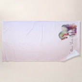 マジカルパープル赤面グラデーションユニコーン ビーチタオル (正面)