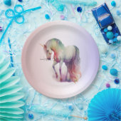 マジカルパープル赤面グラデーションユニコーン ペーパープレート (パーティー)