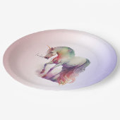 マジカルパープル赤面グラデーションユニコーン ペーパープレート (アングル)