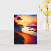 マジカルビューティフルサンセットビーチシーン カード (黄色い花)