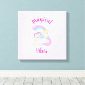 マジカルビーブスリーピングユニコーン&射撃、 発砲スター キャンバスプリント (インサイチュ (ウッドフロア))