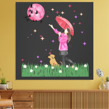 マジカルピンクの水彩画 スタretchedキャンバスプリント