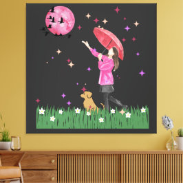 マジカルピンクの水彩画 スタretchedキャンバスプリント キャンバスプリント