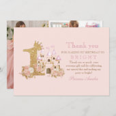 マジカルピンクキャッスルキングダム誕生日 サンキューカード (正面/裏面)