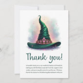 マジカルピンククラウン&グリーンウィッチハット誕生日 サンキューカード (正面)