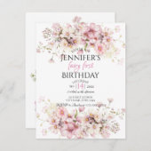 マジカルピンクフェアリー誕生日招待状 招待状 (正面/裏面)