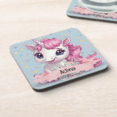 マジカルピンクベビーユニコーンスターズ名前をカスタムする コースター (左側)