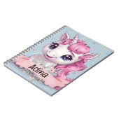 マジカルピンクベビーユニコーンスターズ名前をカスタムする ノートブック (左側)