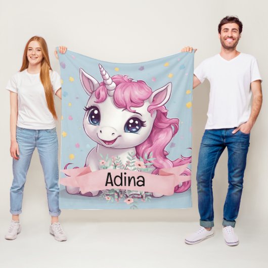 マジカルピンクベビーユニコーンスターズ名前をカスタムする フリースブランケット (インサイチュ)