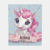 マジカルピンクベビーユニコーンスターズ名前をカスタムする フリースブランケット (正面)