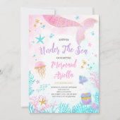 マジカルピンクマーメイド誕生日 招待状 (正面)