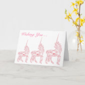 マジカルピンクユニコーンカスタム誕生日 カード (黄色い花)