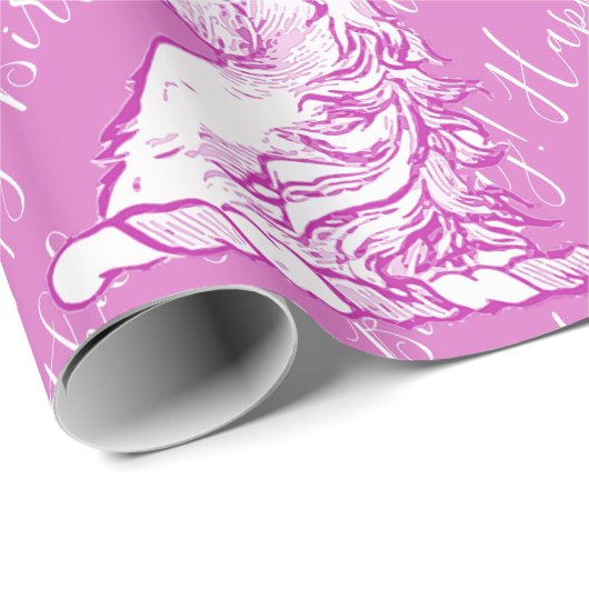 マジカルピンクユニコーンパターカスタムン誕生日文字 ラッピングペーパー (ロールコーナー)