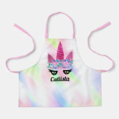マジカルピンクユニコーンフローラグリッター名 エプロン (正面)