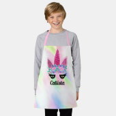 マジカルピンクユニコーンフローラグリッター名 エプロン (着用した状態)