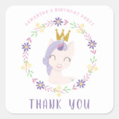 マジカルピンクユニコーンプリンセス |誕生日ありがとう スクエアシール (正面)
