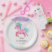 マジカルピンクユニコーンレインボー子供の誕生日パーティー ペーパープレート (パーティー)