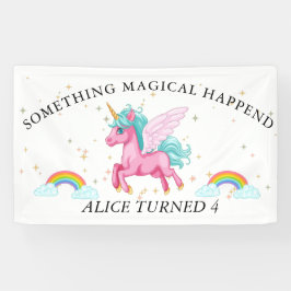 マジカルピンクユニコーンレインボー誕生日 横断幕