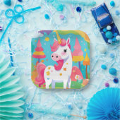 マジカルピンクユニコーン誕生日紙プレート ペーパープレート (パーティー)