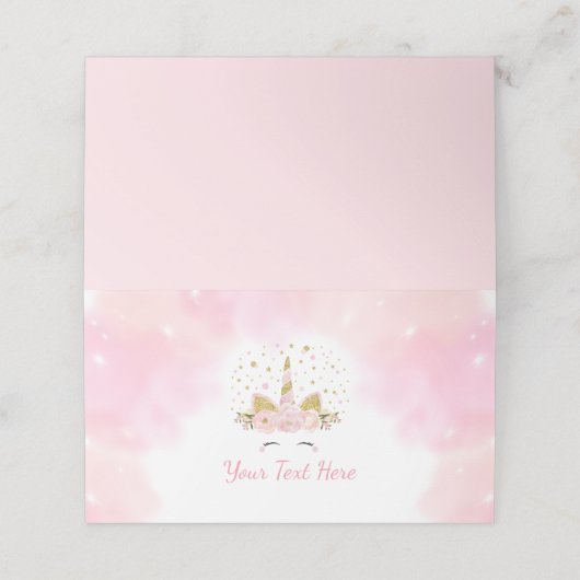 マジカルピンクユニコーン銀河系クラウド誕生日デコール プレイスカード (外部開封)