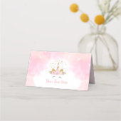 マジカルピンクユニコーン銀河系クラウド誕生日デコール プレイスカード (正面)