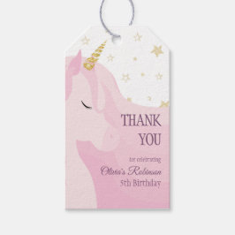 マジカルピンク金ゴールドユニコーン誕生日 ギフトタグ