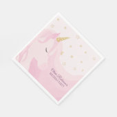 マジカルピンク金ゴールドユニコーン誕生日 スタンダードランチョンナプキン (角)