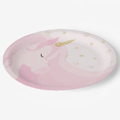 マジカルピンク金ゴールドユニコーン誕生日 ペーパープレート (アングル)