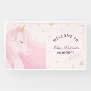 マジカルピンク金ゴールドユニコーン誕生日 横断幕