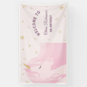 マジカルピンク金ゴールドユニコーン誕生日 横断幕 (縦)