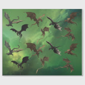 マジカルファンタジードラゴンサーペント飛んでいる銀河系 ラッピングペーパー (フラット)